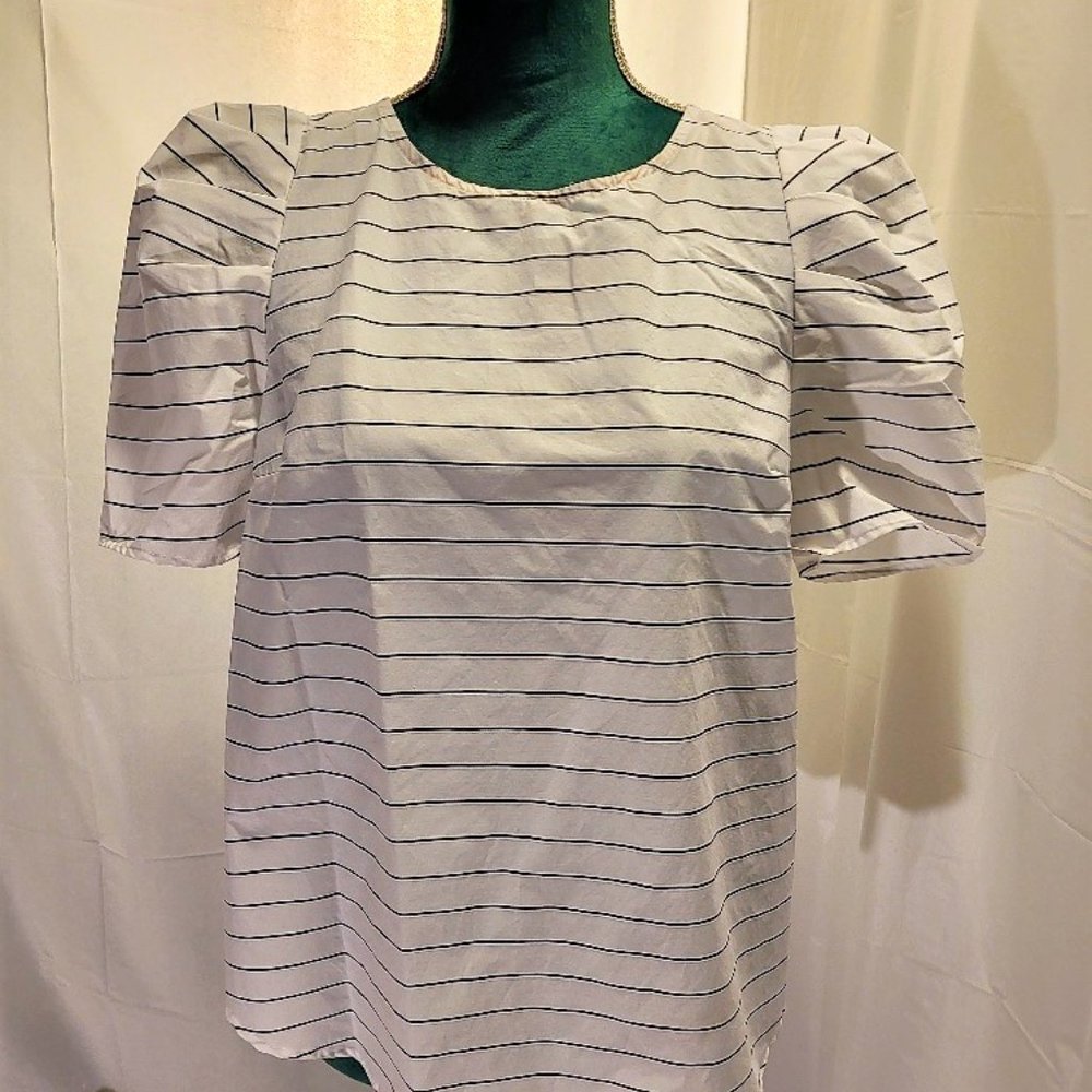 🖤🩶STATE NWT Pinstripe Puff Sleeve Blouse S
